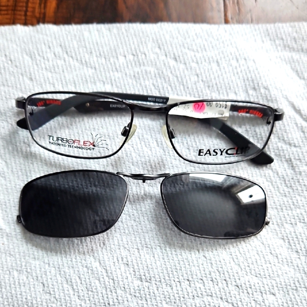 EASY-CLIP Black frames for Glasses with Magnetic Clip-On, NWT EC-317